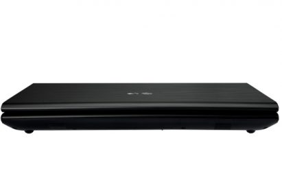 Front view of the LG A510 in black while the display is closed