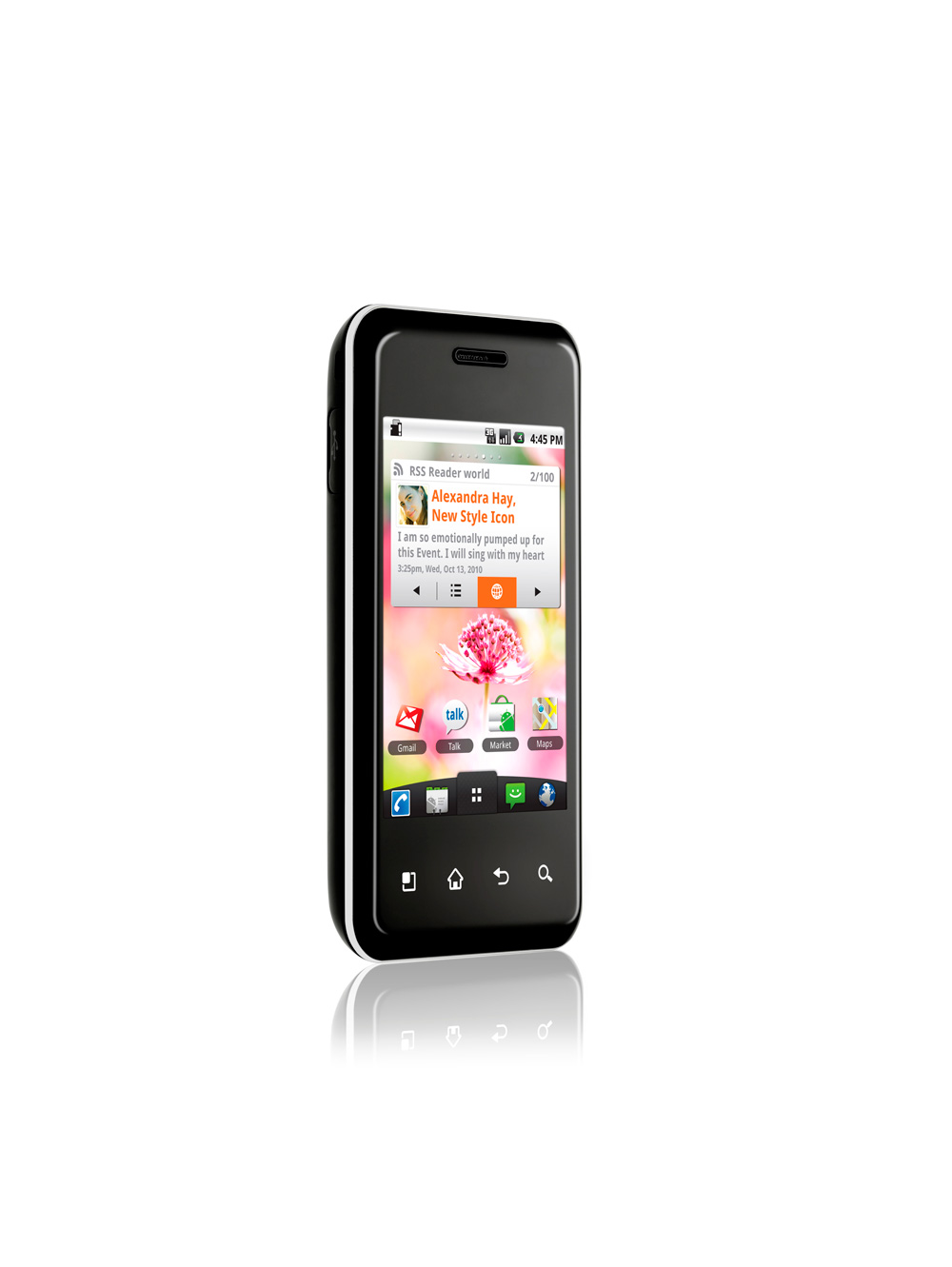 Front view of the LG Optimus Chic facing 30-degrees to the right