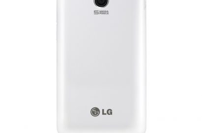 Rear view of the LG Optimus Chic’s white variant