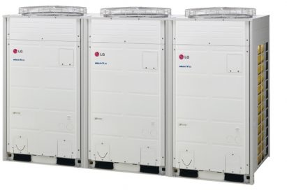 A line of three LG Multi V III commercial air conditioners