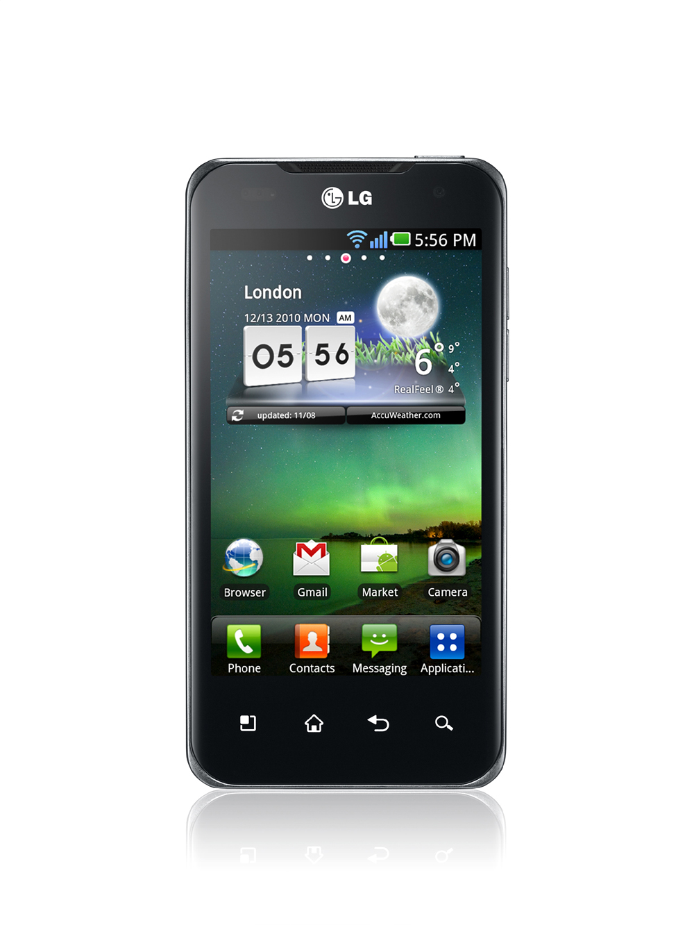 Front view of the world’s first and fastest Dual-Core Smartphone, the LG Optimus 2X