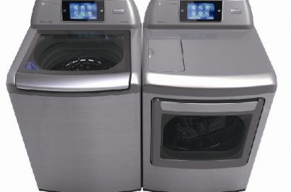 Upper front view of LG’s Smart Washer & Dryer