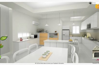 Inside view of a virtual eco-friendly kitchen offered on LG's My Eco Home website