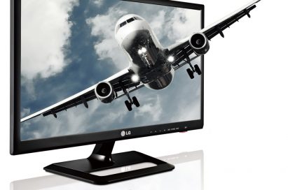 Front view of LG’s personal TV series equipped with IPS display technology with an airplane coming out of the screen