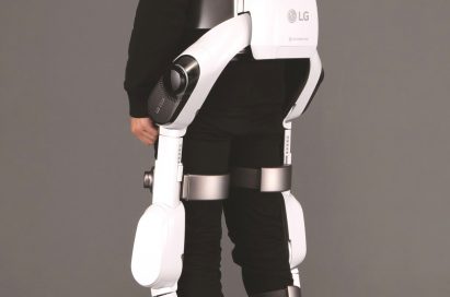 Rear view of man wearing LG CLOi SuitBot